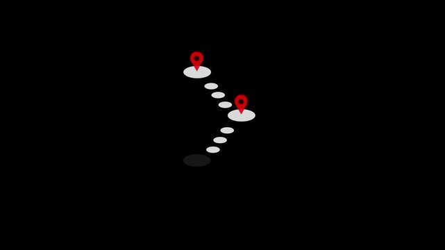 Milestone icon animation with Three checkpoints along a disc-shaped path, symbolizing progress tracking. Map pin icon. location icon suitable for motion graphics about GPS, road markers, and travel.
