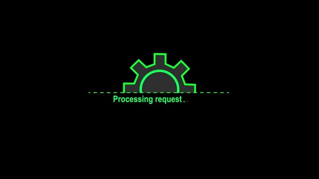 Processing request bar icon animation on Black background. Green color setting and processing icon animated. Abstract system processing request bar icon. setting processing request bar icon animated.