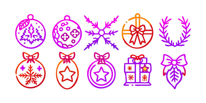 set of icons of christmas
