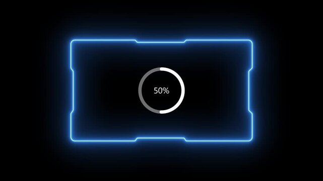 Modern cyber dashboard glowing blue border with center circular progress bar showing eighty eight percent