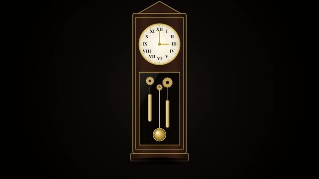 Classic brown grandfather clock with golden pendulum and roman numerals on a dark background time vintage antique mechanism watch time vintage antique mechanism watch