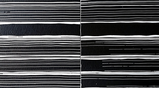 Abstract black and white striped pattern with textured lines during a clean studio shot