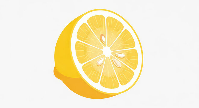 Fresh yellow lemon half isolated on white background