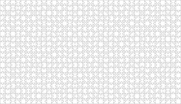 Detailed various shapes puzzle grid outline overlay. Jigsaw puzzle blank template. 35x20 shapes, 700 pieces. Separate matching puzzle elements. Vector png