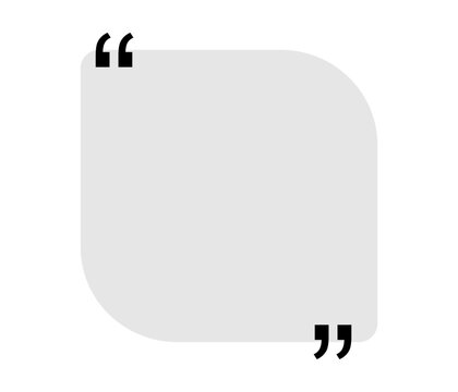 Quote box title isolated. Grey square speech quotation mark frame. Text talk info message box border. Dialog mark speech quotes icon. Vector png illustration