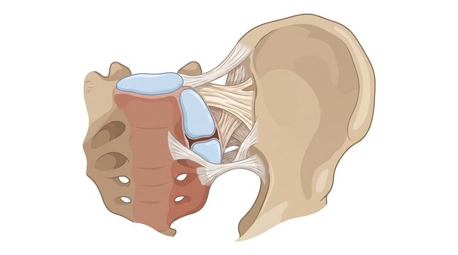 Sacroiliac joint anatomy showing pelvic and sacral structures