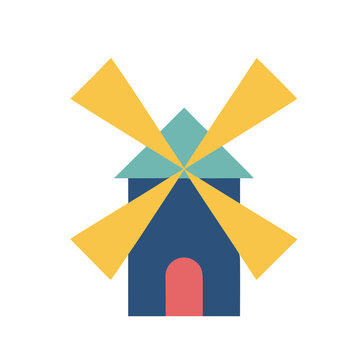 Flat design windmill illustration
