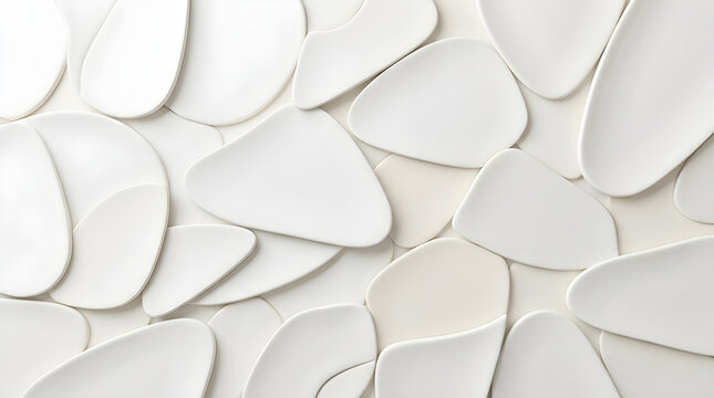 Abstract white sculptural organic relief ceramic tile surface texture background design