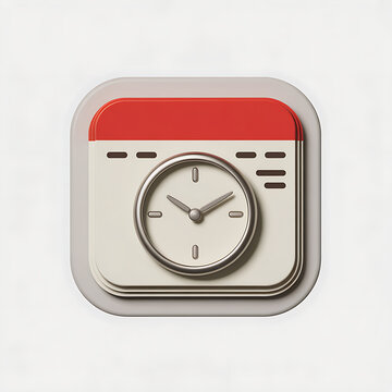 Modern digital clock with calendar design icon