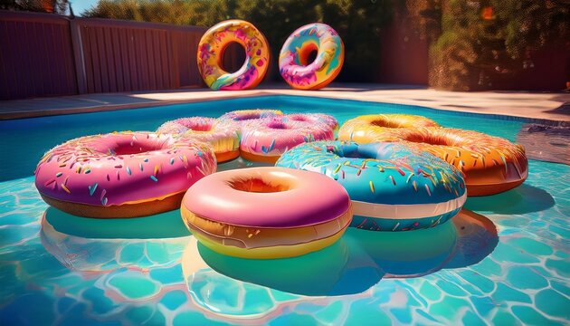 colorful donut pool floats for your pool party