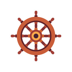 Ship wheel icon with wooden spokes and round hub, flat illustration © point of BORT