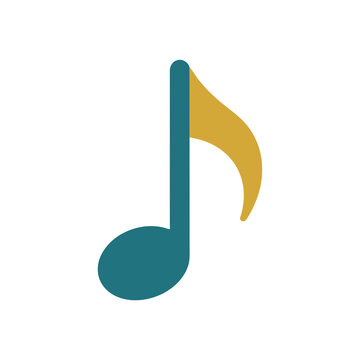 Teal and gold eighth note symbol
