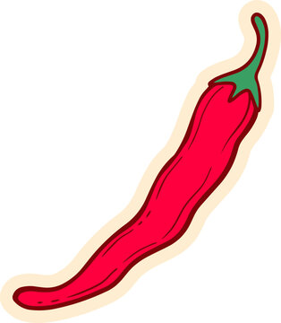 A vibrant red chili pepper illustration, perfect for adding a spicy touch to any design. Its glossy surface and elongated shape showcase its fresh appearance