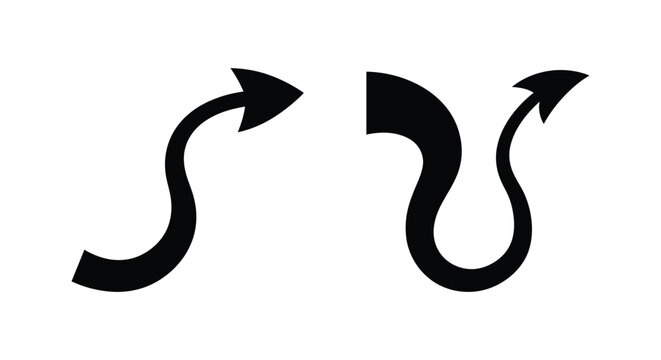 Two curved arrow shapes are presented as black silhouettes against a white background arrows graphic