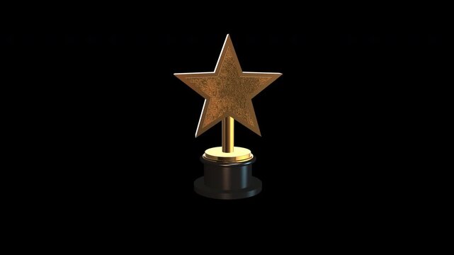 Golden 3d Star Award Animation on a transparent background