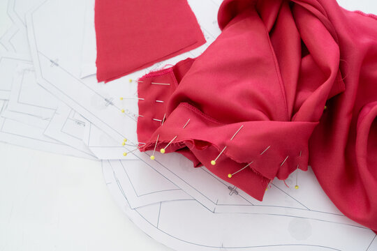 Sewing background with unfinished dress
