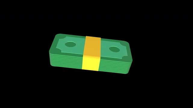 3d Currency Note Animation on a transparent background