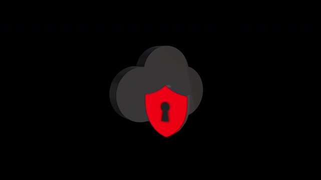 Cloud Security shield 3d Smooth Animation on a transparent background