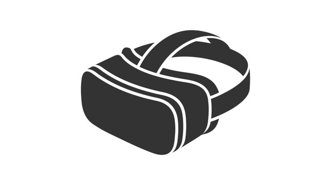 Virtual reality headset icon silhouette displaying modern futuristic digital technology equipment for immersive experiences