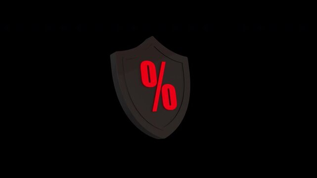 Shield Percentage 3d Smooth Animation on a transparent background
