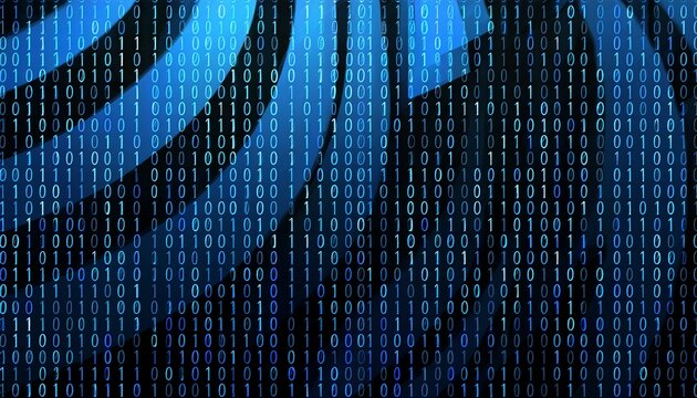 blue and black binary code background