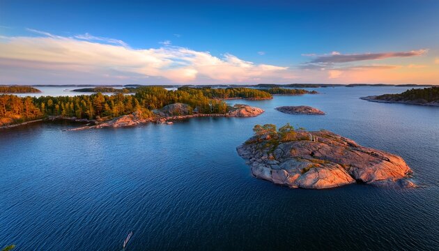view of the archipelago sea and evening sky saaronniemi turku finland