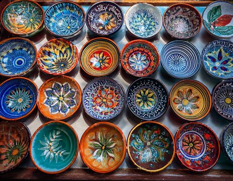 authentic italian ceramics with intricate floral designs vibrant colors and rustic textures artful pottery