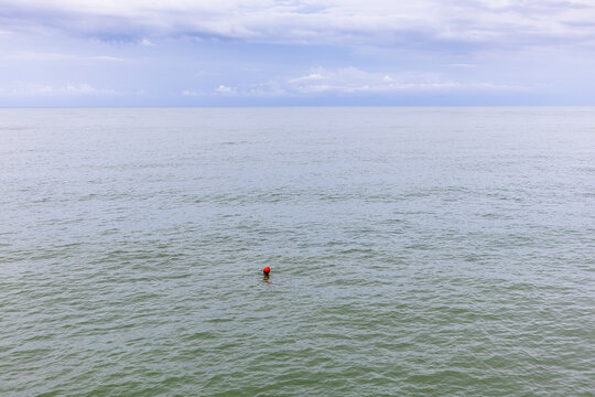 green water of Batumi Bay of Black Sea in autumn