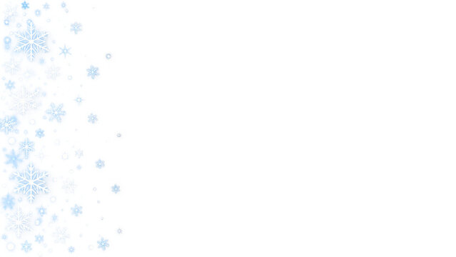 snowflake side border with copy space on transparent background