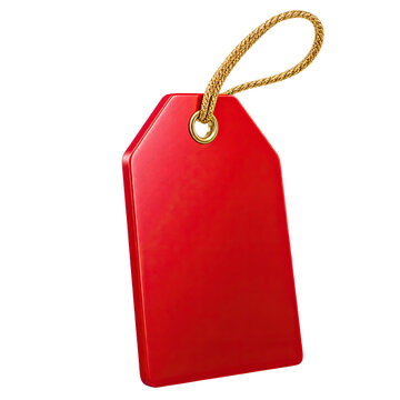 Blank red sale tag with copy space on transparent background