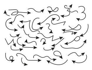 Fototapeta premium Black Hand Drawn Arrow Set, Editable Outline Vector Elements for Direction, Navigation, Movement and Modern Design