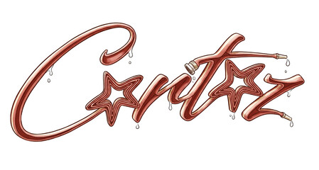 Crtz script lettering typography with fire hose texture and stars isolated on transparent background PNG,JPG,SVG © MD