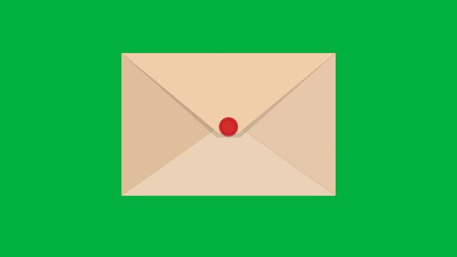 Open envelope animation showing important paper letter document moving against green screen video footage