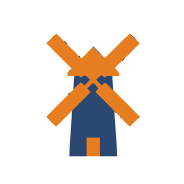 Stylized Blue and Orange Windmill Icon