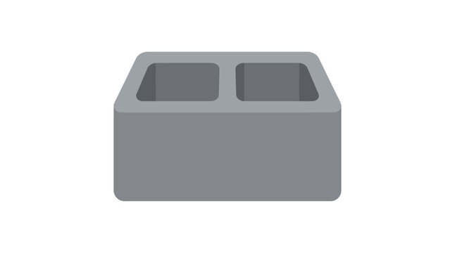 Gray concrete block with two voids flat vector illustration on white background