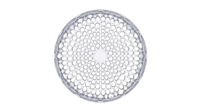 Circular geometric lattice pattern, intricate radial mesh structure, abstract white symmetrical filter texture, modern round web grid isolated PNG with Transparent Background