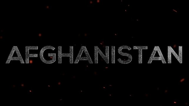 The word afghanistan written in a gritty textured bold font style