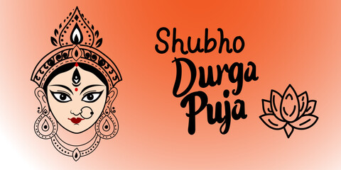A stunning and beautiful illustration of goddess durga perfect for shubho durga puja celebrations and warm festive greetings © AZITKUMAR1616
