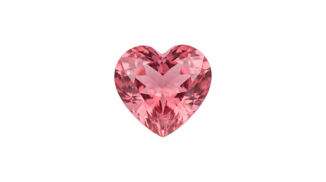 Sparkling pink heart gemstone, faceted rose sapphire crystal for romantic jewelry design, luxury heart cut stone for Valentine romance concept isolated PNG with Transparent Background