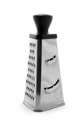 Food preparation and cooking, metal box grater for kitchen tasks and culinary skills, stainless steel utensil for grating cheese and vegetables © Pixel-Shot