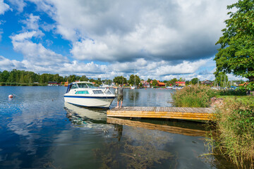 Elegant motor boat at pier in Figeholm , Sweden, Scandinavia © Pawel Pajor