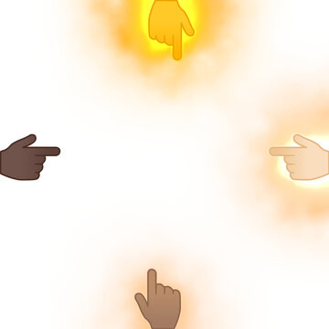 8K Multiple pointing hands from four directions overlay transparent background