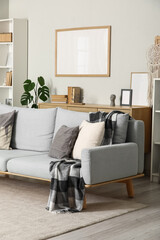 Home interior design and comfort, cozy living room with modern sofa and minimalist decor for lifestyle and real estate marketing © Pixel-Shot