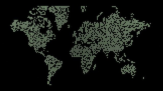 3d animation. the pixel world map animation for background festival anniversary cartoon icon presentation. 4K footage.  