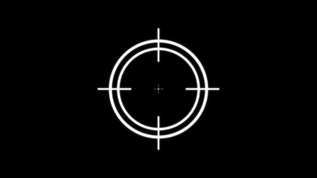 Minimalist white crosshair target overlay on black background, for hud and, gaming ui
