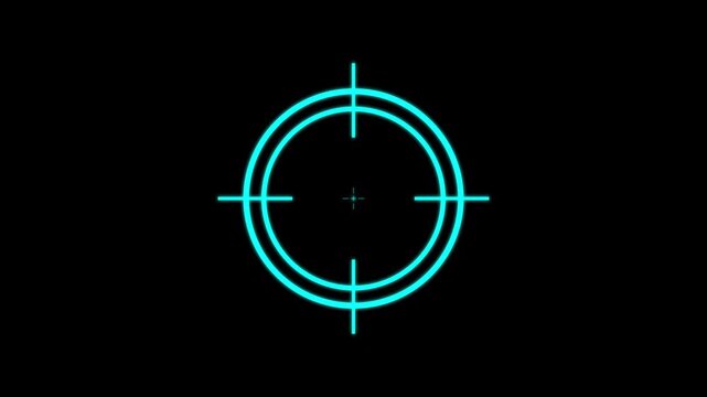 Neon cyan digital target reticle hud overlay for gaming and sci-fi interface