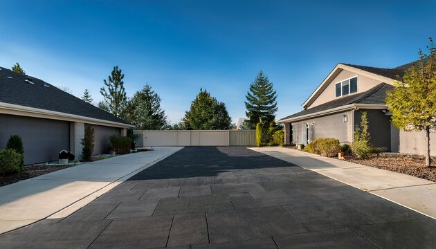 freshly paved dark grey resin bound driveway outside a modern suburban home perfect for real estate and exterior renovation concepts