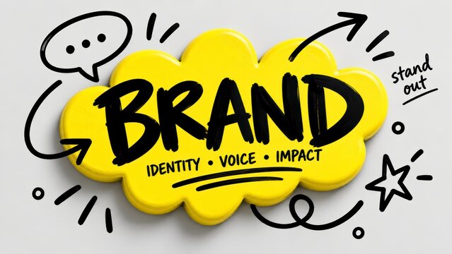 speech bubble with brand identity voice impact text marketing strategy