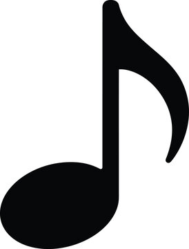 Music note silhouette vector. Eighth note vector icon