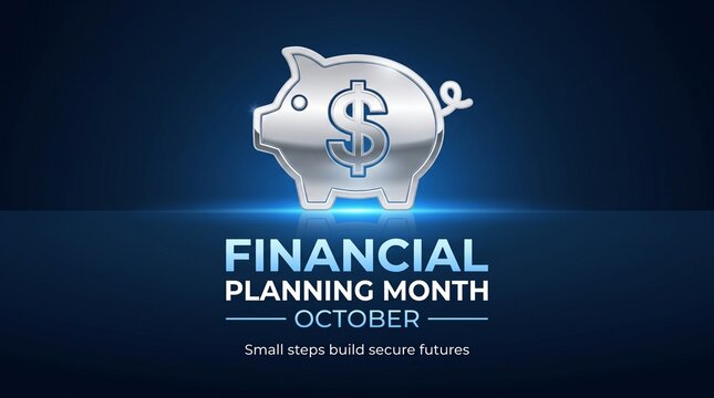 October Financial Planning Month Piggy Bank Savings Illustration
